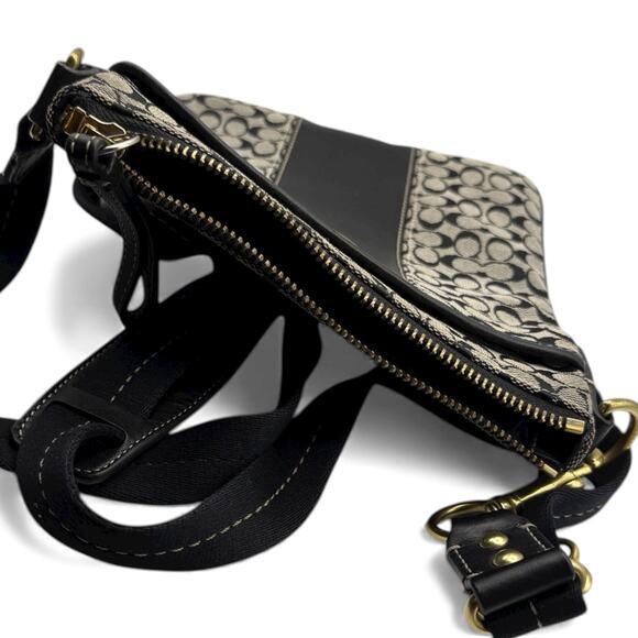 COACH 41069 Sutton Signature Stripe Swing Pack Black Grey Crossbody Purse Bag - Picture 9 of 12